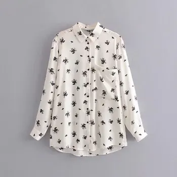 

women fashion flower print pocket casual smock blouse autumn office lady business shirts chic femininas kimono blusa tops LS4398