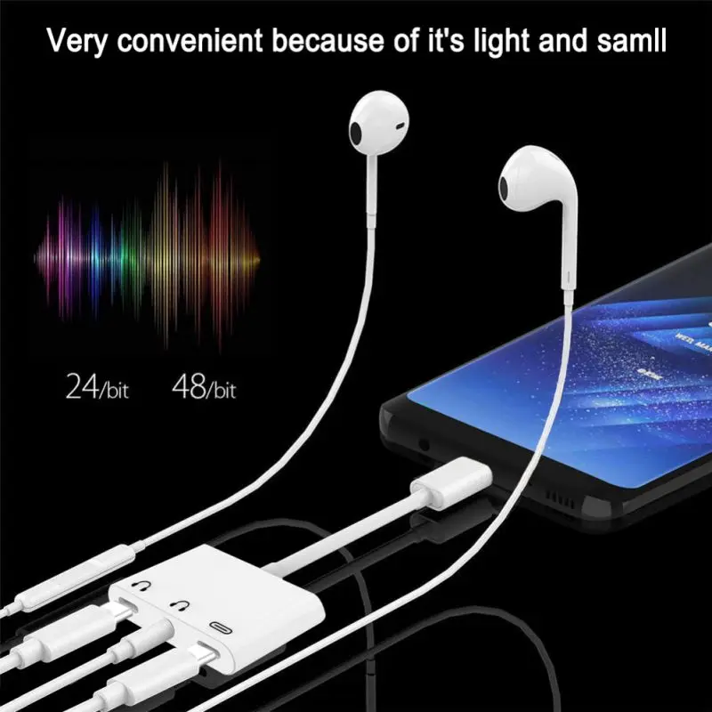 

Portable Audio Fast Charging Headphone Cord 3-in-1 Type-C Digital Audio Cable 3.5mm Jack Plug-and-play Lightweight