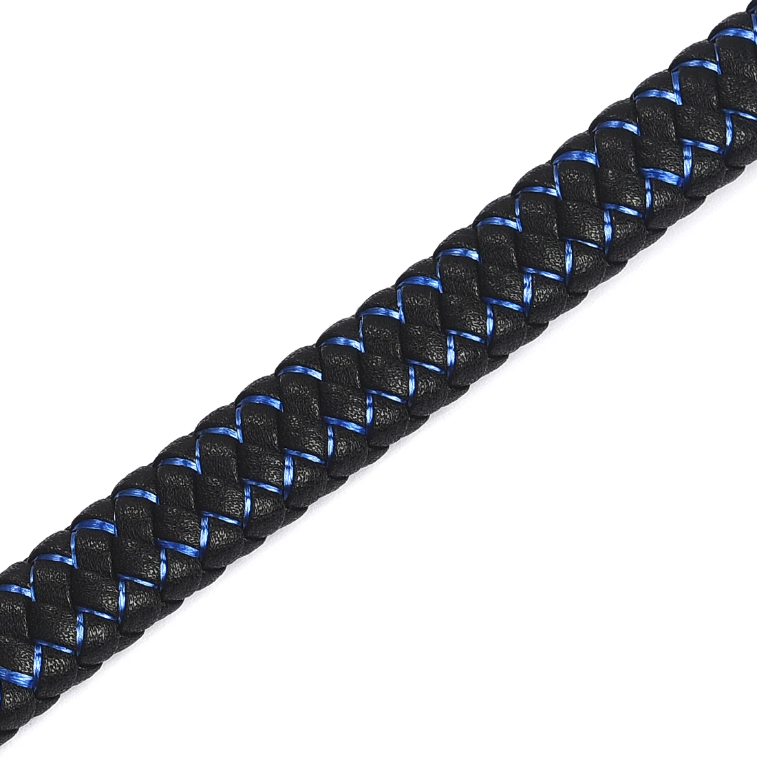 1 м ширина 7 мм плоский веревочный плетеный шнур из натуральной кожи для Европы мужской браслет цельный ручной работы изготовление аксессуаров - Цвет: black with blue