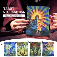 Printed Velvet Tarots Storage Bag Oracle Card Witch Divination Accessories Tarot Cards Drawstring Package Storage Bag 2021