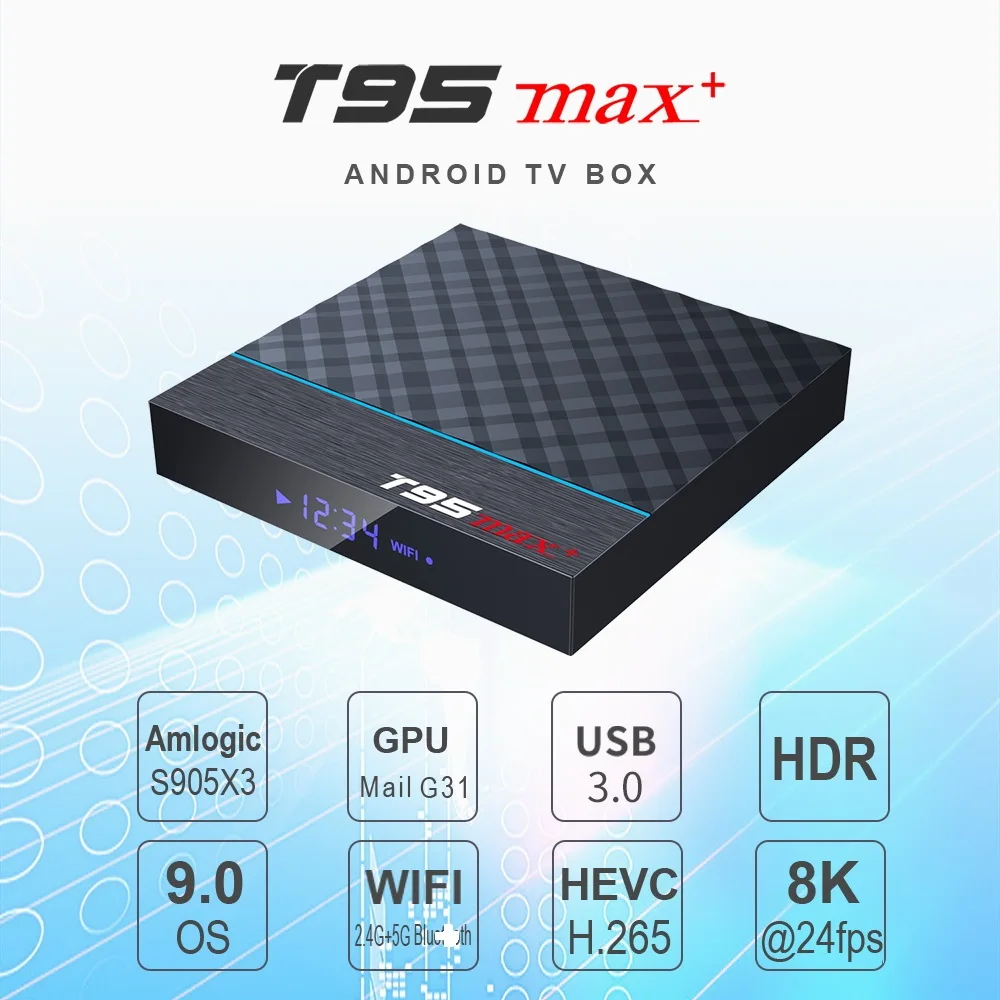 VHXSIN 5 шт. T95 MAX+ PLUS Android 9,0 ТВ коробка Amlogic S905X3 4 Гб ram 32 Гб 64 Гб rom четырехъядерный 2,4 г/5 ГГц Wifi BT YoutuBE