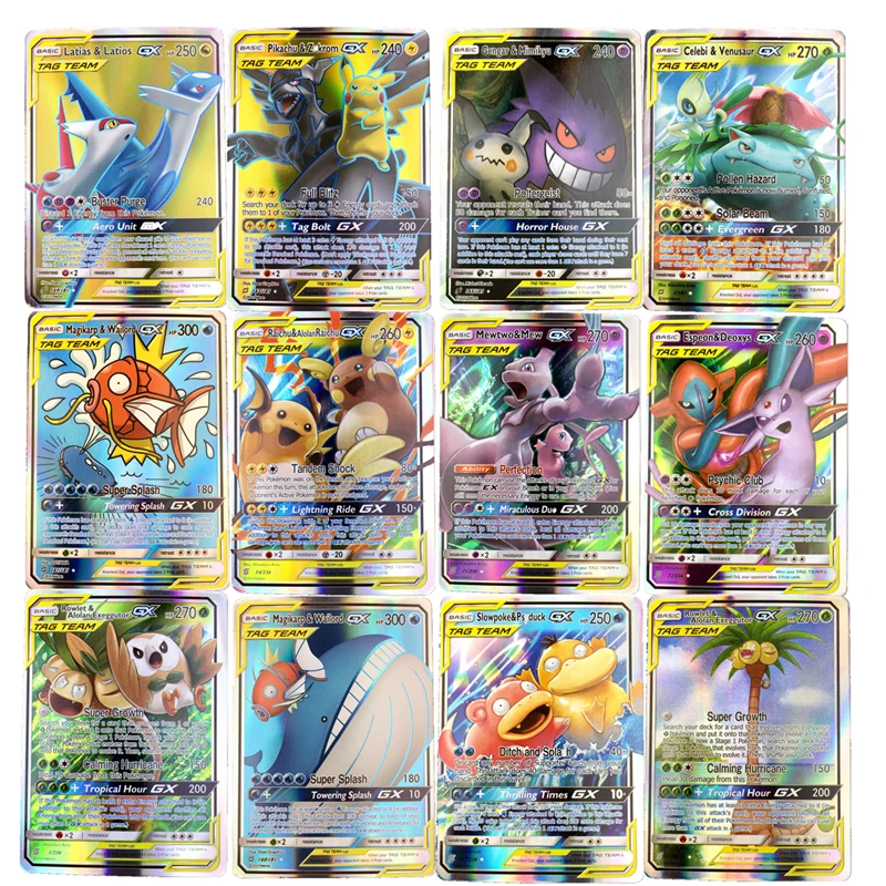 10 324 шт GX Мега Сияющий TAKARA TOMY Покемон карты игры битва карт 100 торговые Детские