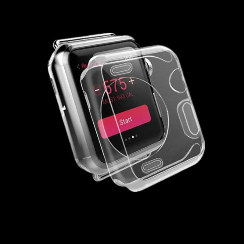 Мягкий чехол для часов Apple watch, чехол iWatch series 2/1, 42 мм, 38 мм, цветная силиконовая рамка, защитный чехол для часов, аксессуары - Цвет: Transparent