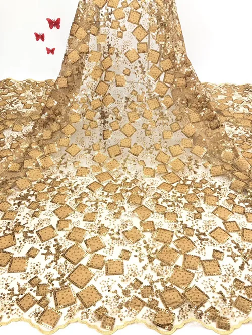 light khaki Последние нигерийские кружевные ткани с пайетками французский швейцарский Тюль кружевная ткань африканская вуаль кружевная ткань для свадебных вечерних платьев - Цвет: light khaki
