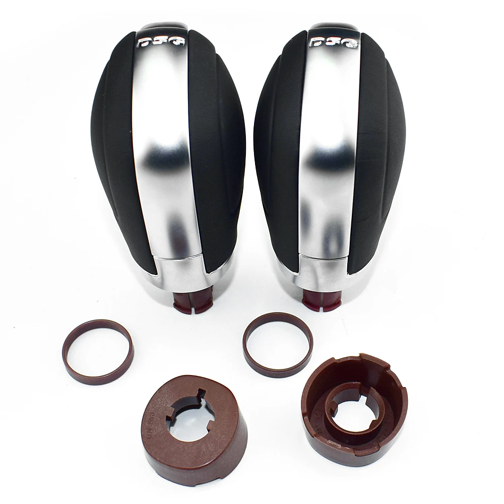 Chrome Matt With Leather DSG Shift Knob Gear Side Cover DSG Emblem For