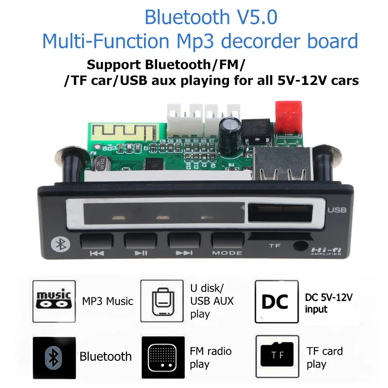 Bluetooth V5.0 MP3 плеер стерео беспроводной приемник 5 в 12 В Mp3 декодер плата