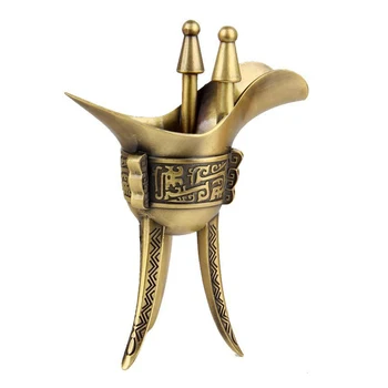 

New Style Thickened Knighthood Cup Furnishings Alloy Goblet Antique Wine Cup Ancient China Home Decoration Furnishings