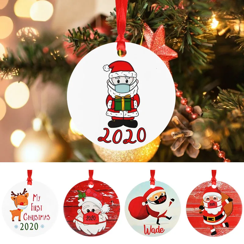 2021 Personalized Survived Family Ornament Round Craft Printed DIY Name Blessing Merry Christmas Tree Decoration Hanging Pendant | Дом и сад