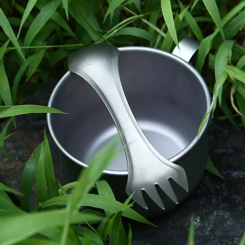 MeterMall Outdoor Camping 3in1 Spoon Fork Set Metal Portable Picnic Tableware Outdoor Camping Picnic Gadget Tool