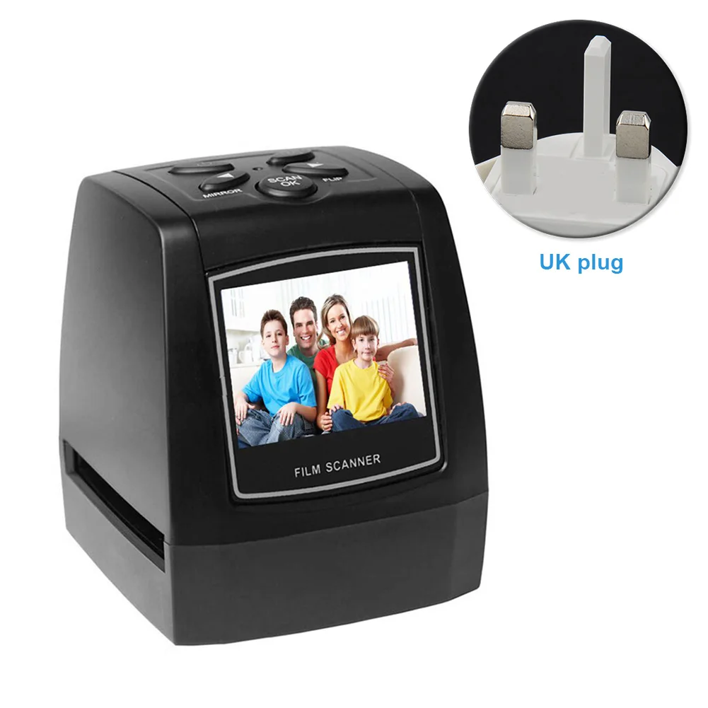 ЖК-дисплей с высоким разрешением дисплей домашний офис Быстрый фонарь горка мини конвертер карты Поддержка Портативный Профессиональный сканер пленки - Цвет: UK Plug