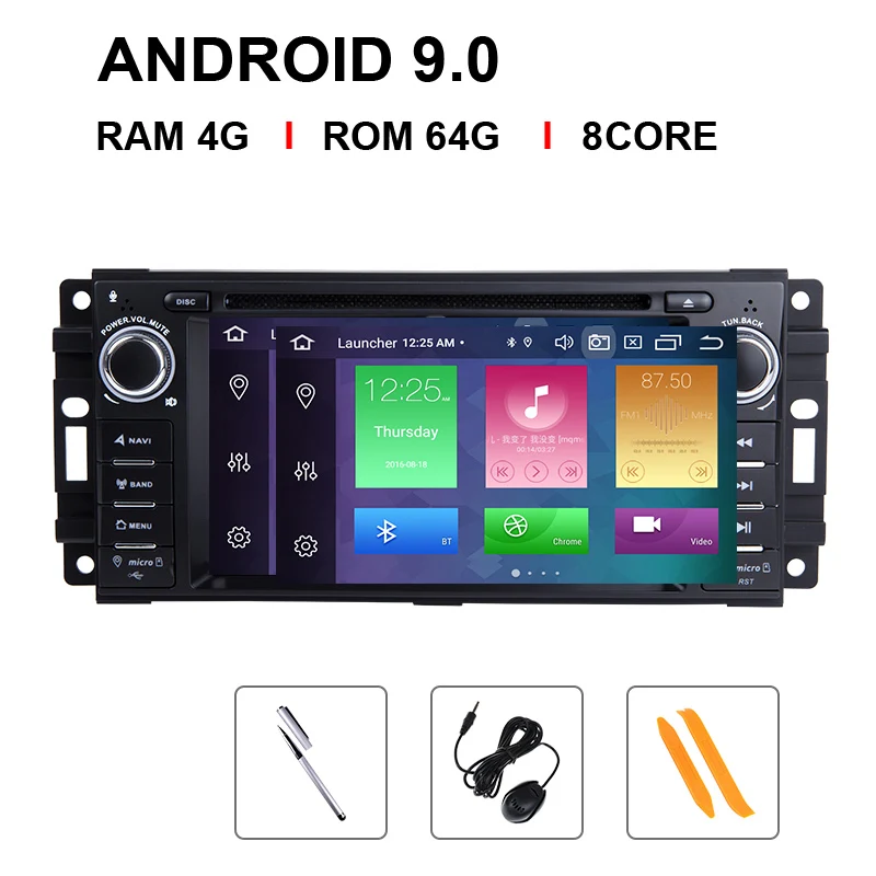 4G ram Android 9 автомобильный dvd-плеер для Jeep Grand Cherokee Chrysler 300C Компас Патриот Dodge Sebring gps-навигация, радио, стерео - Цвет: 8 Core 64 ROM