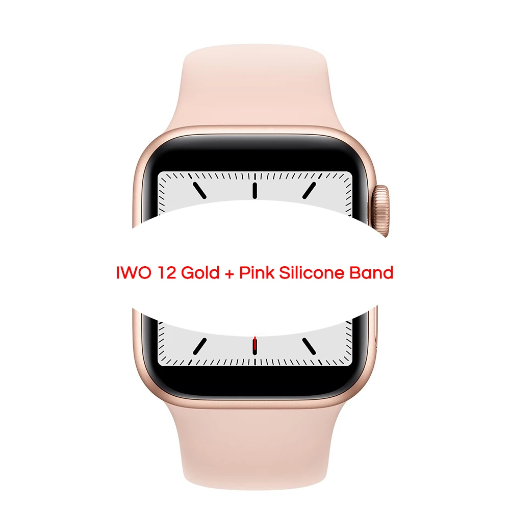 silicone pink IWO 12 Bluetooth Смарт часы IWO12 40 мм 44 мм серия 5 W55 1:1 чехол для IOS Android сердечного ритма ЭКГ IP68 водонепроницаемый дропшиппинг - Цвет: silicone pink