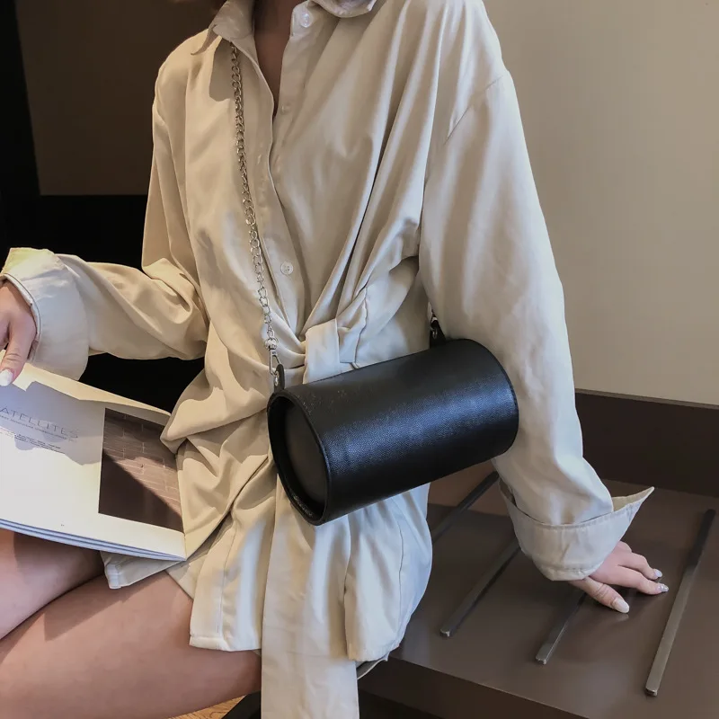 

Retro Small Cylinder Bag Women's 2019 Spring And Summer New Style Shoulder Bag Japanese Korean Casual Students GIRL'S Chain Shou
