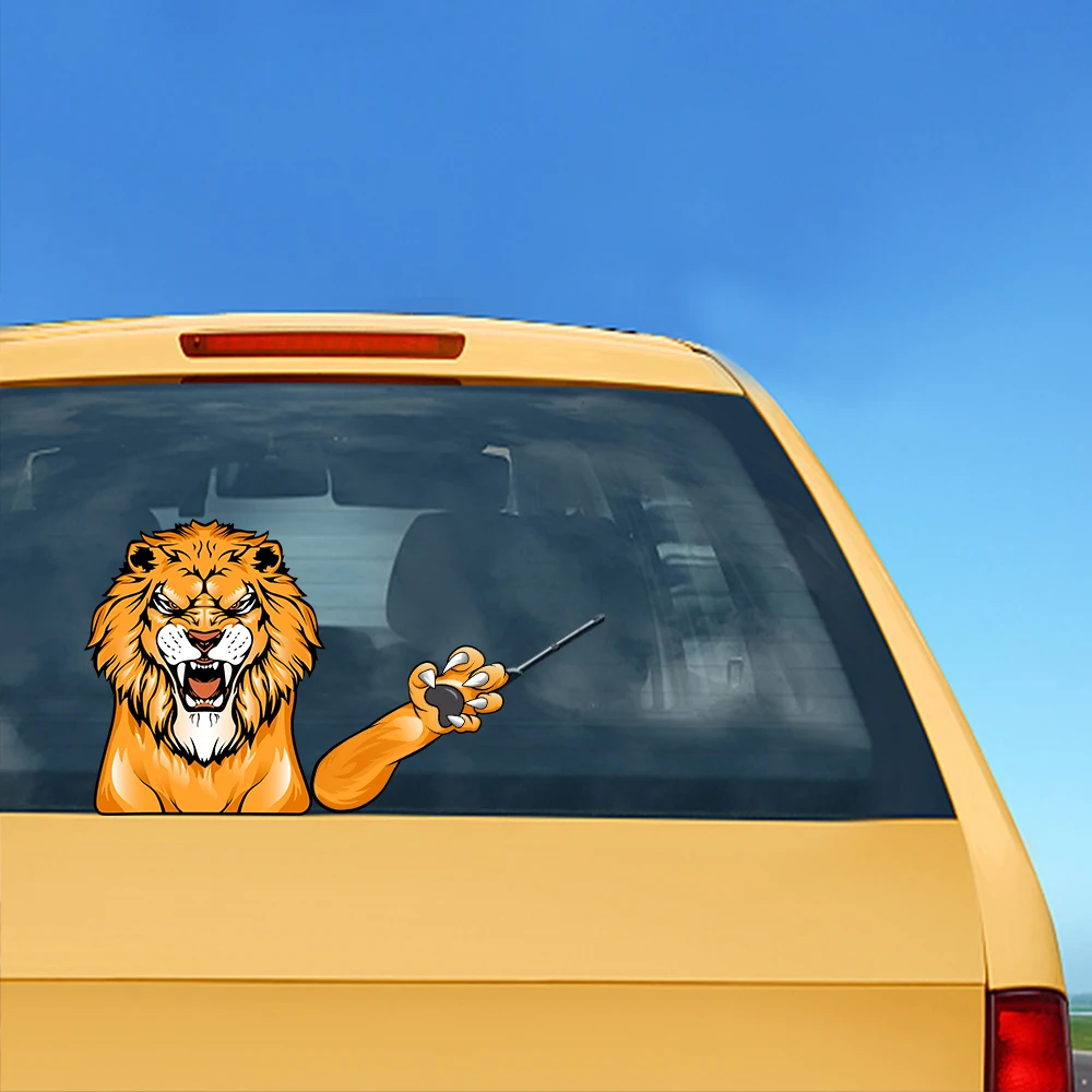 Сердитый Лев развевающиеся наклейки для стеклоочистителей съемные многоразовые
