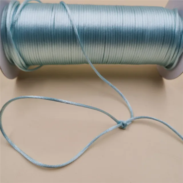 2MM  Chinese Knot Line Cord Silk Satin Nylon Cord 35colors for DIY String Necklace Bracelets 20meters Lot Lt Blue 052