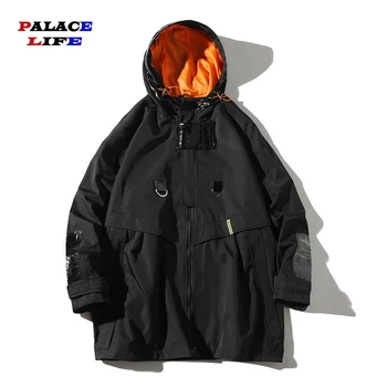 

2020 Autumn New Windbreaker Men casual Loose Hooded Jackets Man Hip Hop Streetwear Long Trench coat Mens jaqueta masculino