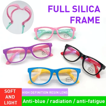 Anti Blue Light Kids Glasses Children Boy Girls Filter Soft Frame Square Computer Optical Frame Reflective Blocking Eyeglasses