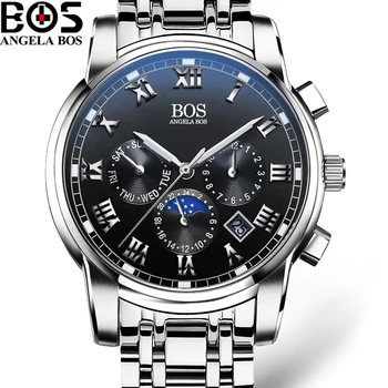 

Relogio Masculino ANGELA BOS Waterproof Week Month Date Watch Men Fashion Luminous 12/24 Hours Quartz Wrist Watch Clock Saat
