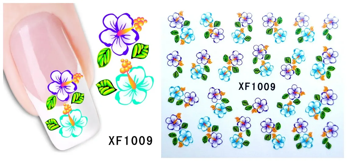 5 Sheet Water Nail Art Decorations Stickers for Manicure Design 3D Flower Water Nail Art Stickers Transfer Nail Art Decals Foil