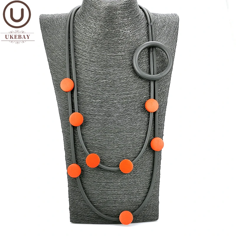 UKEBAY New Designer Pendant Necklace Clothes Accessories Women Strange Jewelry Gothic Sweater Red Wood Elasticity Chain | Украшения и