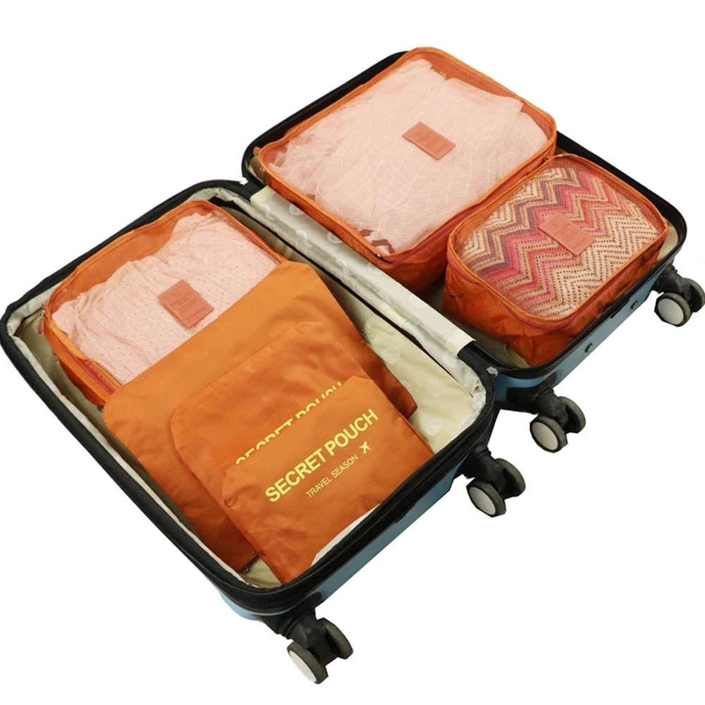 6 шт./компл. Портативный Водонепроницаемый хранения Чехол одежда опрятная сумка Чемодан органайзер для путешествий, органайзер, хранилище, сумочка, сумка для дропшиппинг - Цвет: big orange