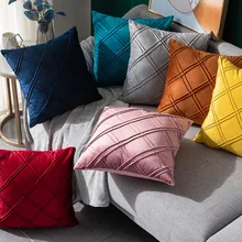 

Solid Color High Quality Velvet Home Use Living Room Pillow Soft Solid Color Decorative Striped Cushion For Sofa Couch Bed Chair