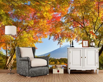 

Papel de parede Autumn tree and mountain Fuji 3d wallpaper,living room tv sofa wall bedroom wall papers home deocr mural