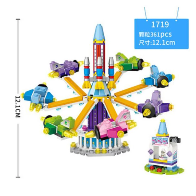 Ha442645216104c4f9a330a40c733009d1 Mini klocki LOZ przyjaciele Park rozrywki diabelski młyn karuzela statek piracki statek piracki klocki DIY cegły zabawki dla dziewczynek