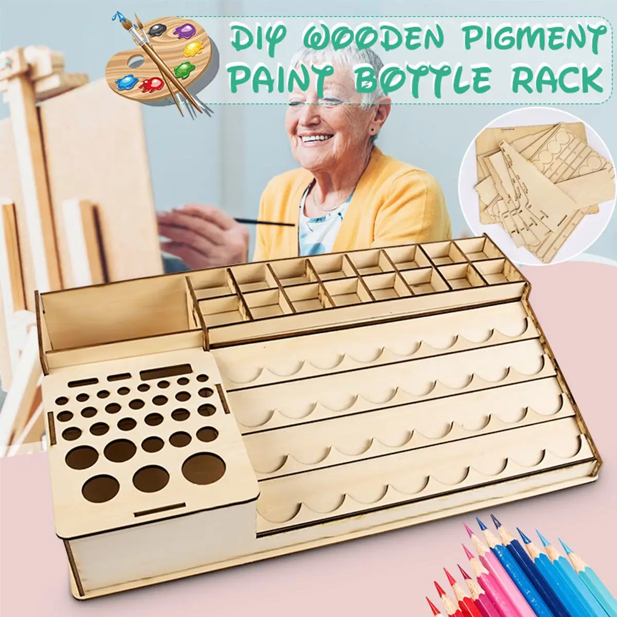 Деревянная бутылка с пигментом DIY ящик для хранения органайзер отверстий цветная