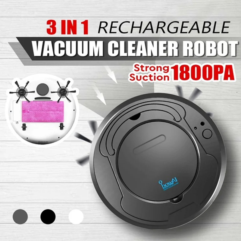 3-in-1 Automatic Sweeping Robot Strong Suction Smart Floor Cleaner Rechargeable Dust Collector Robot Wet Sweeping Vacuum Cleaner