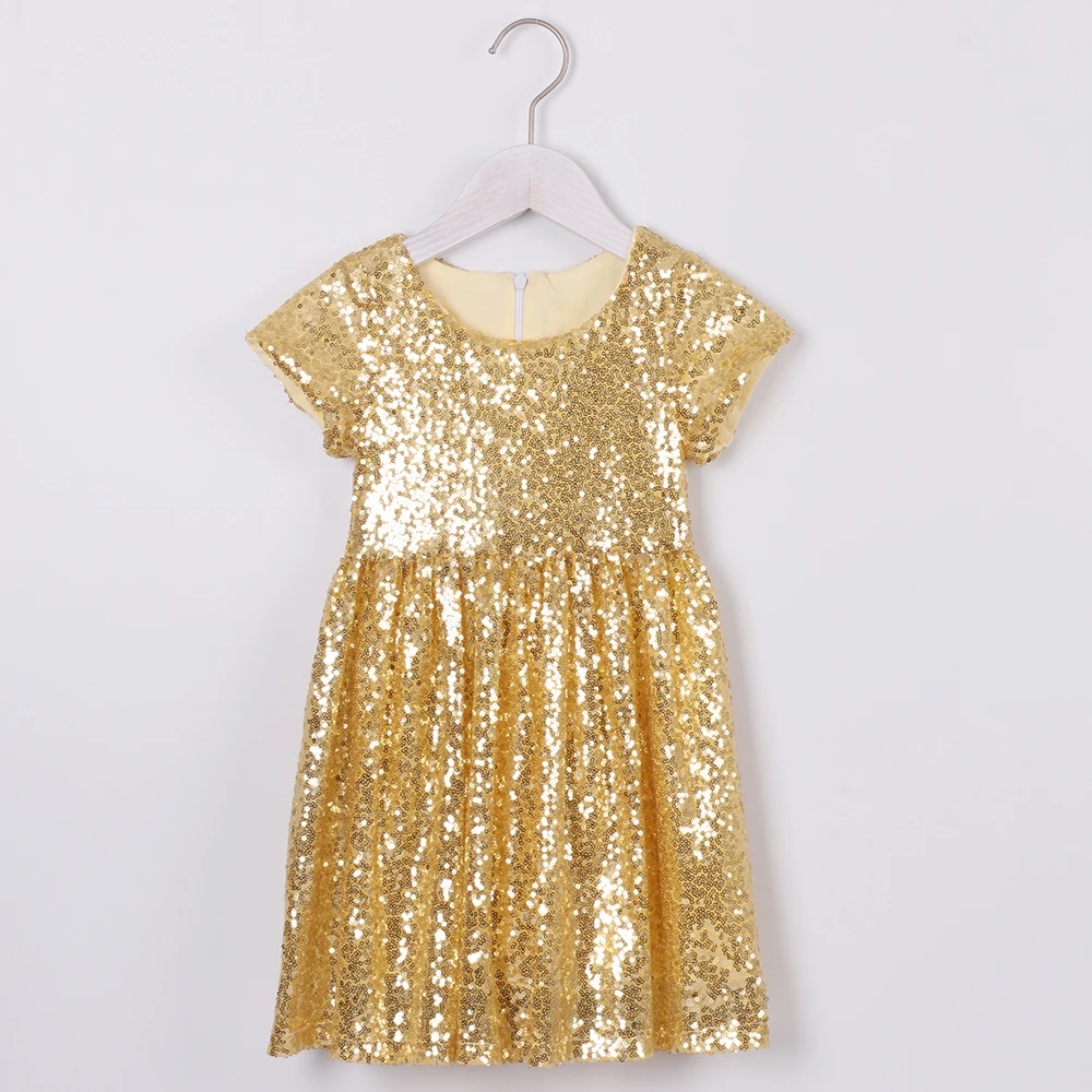 

Toddler Girls Sequin Dress Kids Gold Princess Glitter Dress for baby Girl Summer Dress First Communion Dresses Girls Party Dress