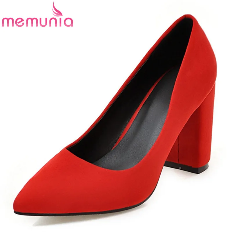

MEMUNIA 2020 new arrive women pumps flock pointed toe spring summer elegant dress party shoes ladies single shoes big size 43