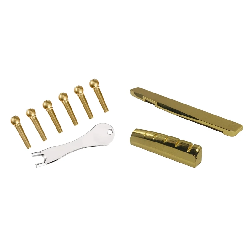 Латунный 6 струнный акустический гитарный мост гайка и седло Классический Медный