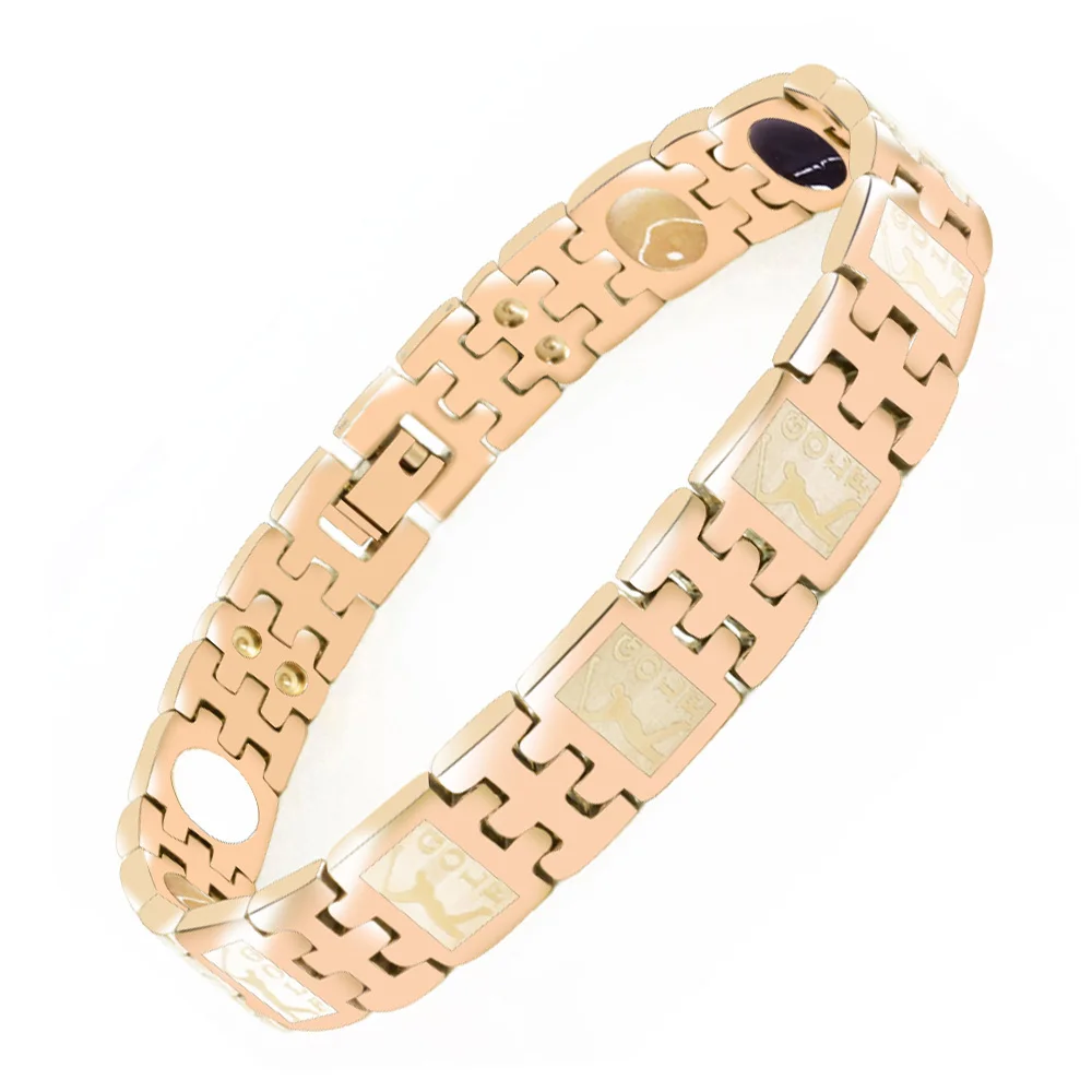 Новинка, браслет для мужчин и женщин для любителей магнитотерапии, 316L, нержавеющая сталь, уникальная мода, 5в1, браслет для здоровья, пара, шарм, бронзовый браслет