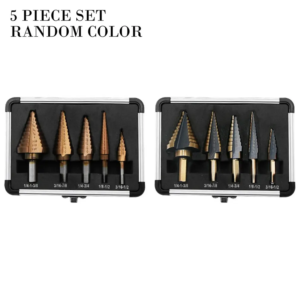 

5-piece imperial step drill high quality high speed steel reduce friction and heat for cutting holes 5 pcs