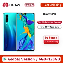 Version mondiale Huawei P30 6GB 128GB Kirin 980 Smartphone 30x Zoom numérique Quad caméra 6.1 ''plein écran OLED NFC 3650mAh(China)