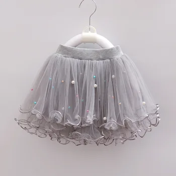 

CYSINCOS Kids Pearl Skirts Girls Mesh Beaded Clothes Children Ruffles Tutu Skirt Girl Multi-Layers Dance Princess Party Costumes
