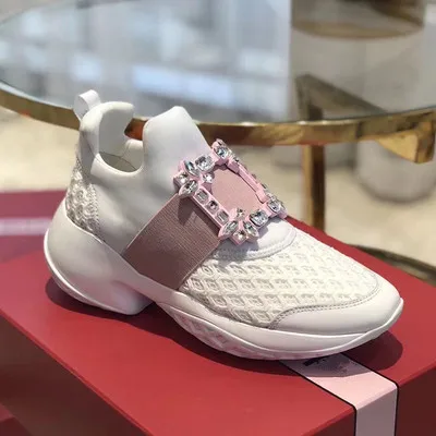 Новинка; сетчатые криперы; кроссовки; Mulheres Sapatos Casuais Sapatos de Plataforma Fundo Grosso Strass Tenis Femini - Цвет: white  with  crystal