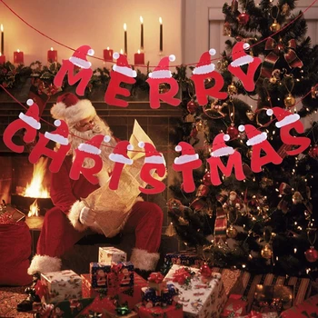 

Merry Christmas Banner Creative Letter Garland Ornaments Christmas Pendant 2021 Merry Christmas Decor for Home Noel Flag Decor