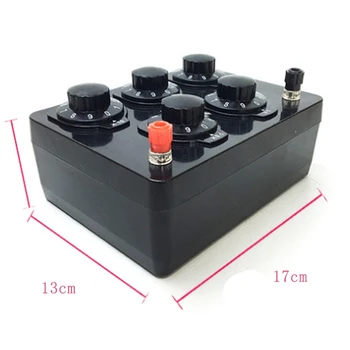 

Black Resistance Box Iron Variable Decade Resistor Resistance Box 0-9999.9 Ohm 165X125X60Mm forPhysical Teaching