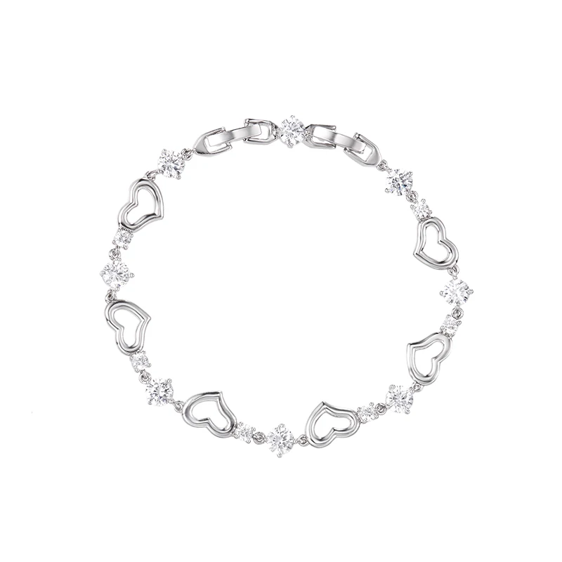WEIMANJINGDIAN Новое поступление, браслеты с сердечками из серебра родия с покрытием из кубического циркония для свадьбы или вечерние