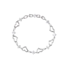 WEIMANJINGDIAN Новое поступление, браслеты с сердечками из серебра родия с покрытием из кубического циркония для свадьбы или вечерние