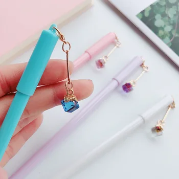 

20PCS Mirage Glazed Gel Pens Delicate Crystal Pendant Pen Student Stationery Black Signature Pen Kawaii School Supplies
