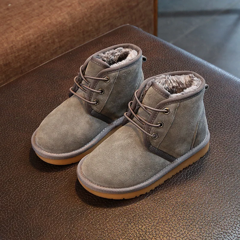 

Winter 2019 boys boots chaussure flat suede foot warmer genuine leather school shoe Super soft and comfortabl At the age of 1-9