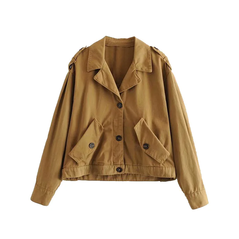 

Autumn WOMEN'S Dress New Products Retro Loose Casual Long Sleeve Pocket Decoration Cardigan Jacket Versitile Fashion Coat