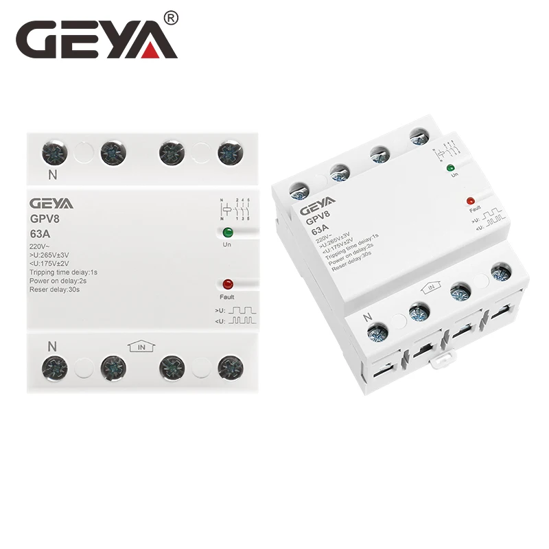 Generic Geya Gpv863 Din Rail Automatic Over Under Voltage Protector