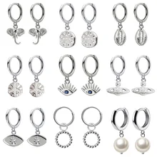 Новинка, топ, маленькие 925 пробы, серебряные Подвесные серьги-гвоздики, серьги для женщин, глаза слона, Ослепительный CZ Шарм, маленькие серьги-гвоздики DA537