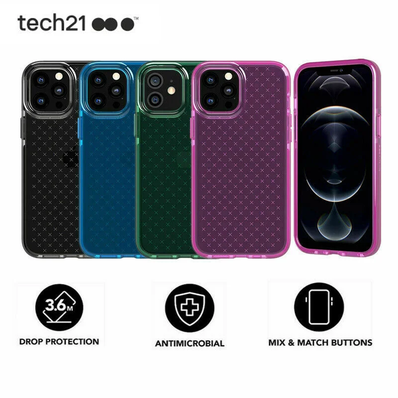 Tech21 Evo Check super Anti-knock Case Military grade Anti-knock Phone Case Cover for Apple iPhone 12 12 Pro 12 Pro Max 12 mini