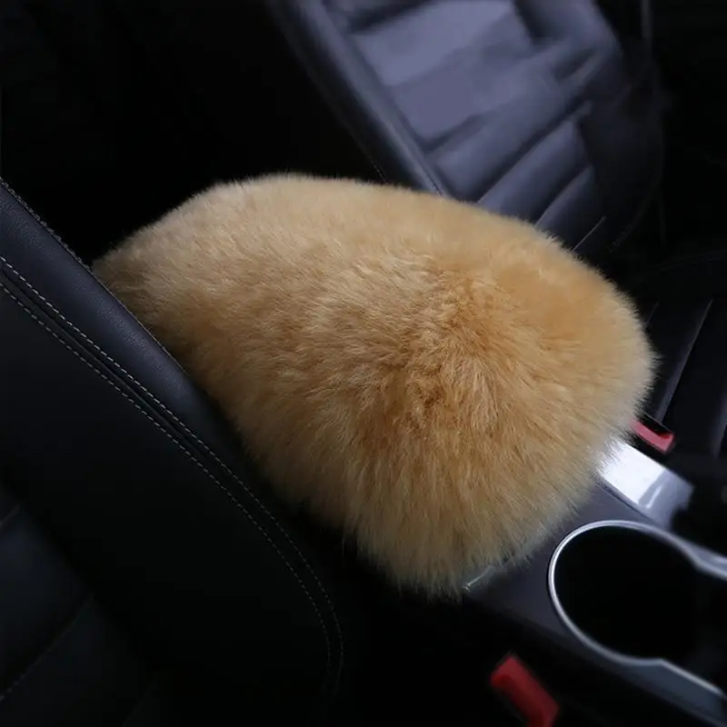 Автомобильный подлокотник, автомобильная теплая меховая плюшевая Автомобильная центральная консоль, подлокотник, коробка для подлокотника, мягкая подушка, универсальная установка для автомобиля