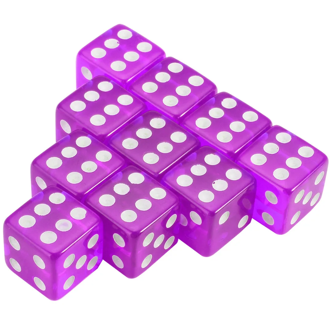 10pcs 16mm 8 Colors Acrylic Transparent Straight Corner Dice Portable Role Playing Game Poker Outdoor Dice Funny Clear Dices
